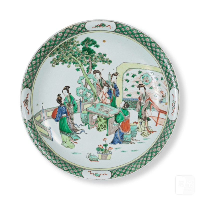 清 十九世紀 五彩仕女圖盤 | GRANDE ASSIETTE EN PORCELAINE DE LA FAMILLE VERTE - 图6